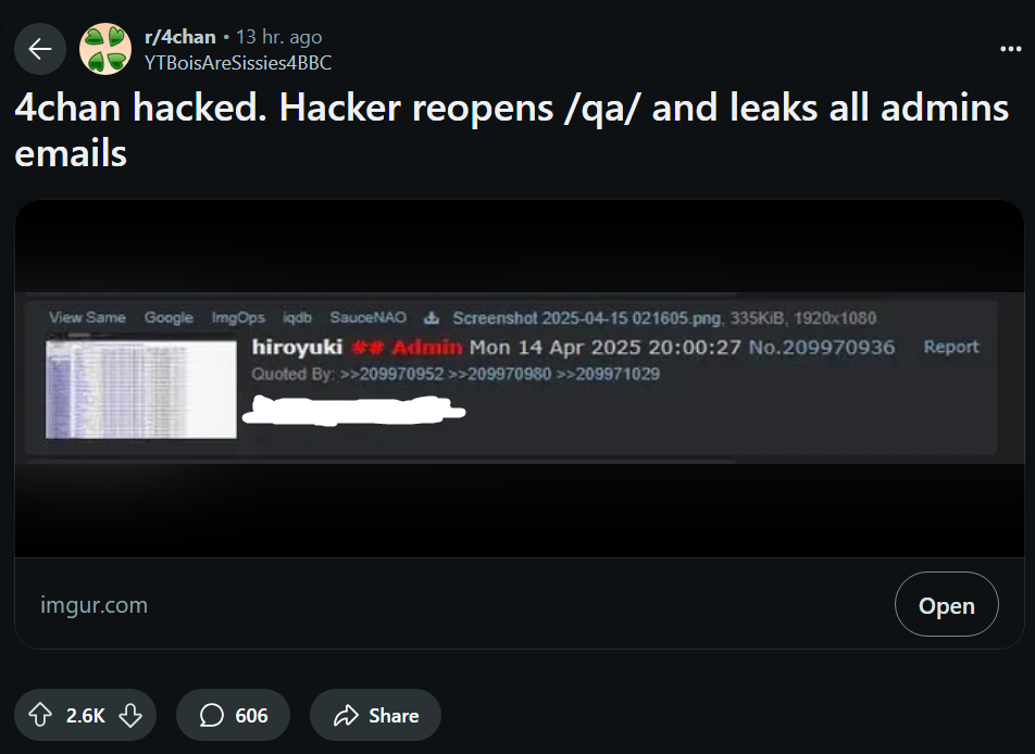 News About 4chan on Reddit